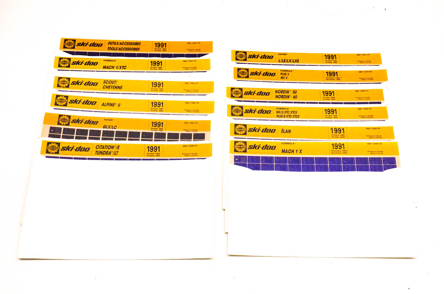 Ski Doo 480126401, 480126901, 480127001 1991 Microfiche Lot Of 12