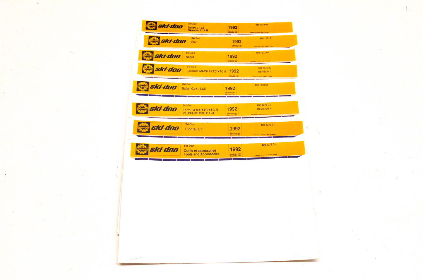 Ski Doo 480127602, 480127801, 480127301 1992 Microfiche Lot Of 8
