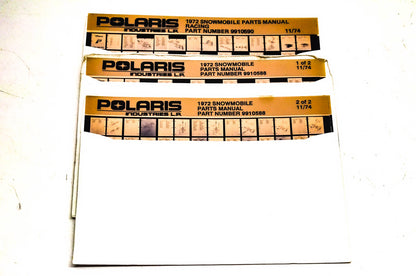 OEM Polaris 9910590, 9910588 1972 Snowmobile Parts Manual Microfiche Lot Of 3