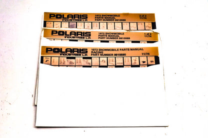 OEM Polaris 9910590, 9910588 1972 Snowmobile Parts Manual Microfiche Lot Of 3