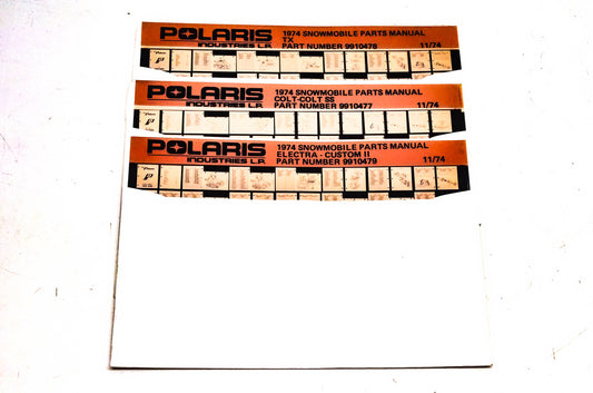 OEM Polaris 1974 Snowmobile Parts Manual Microfiche Lot Of 3