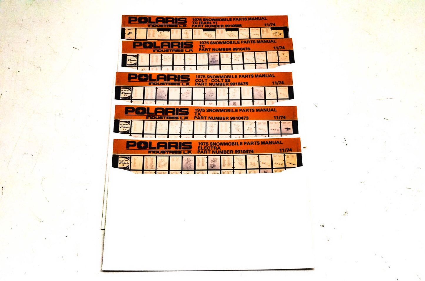 OEM Polaris 1975 Snowmobile Parts Manual Microfiche Lot Of 5