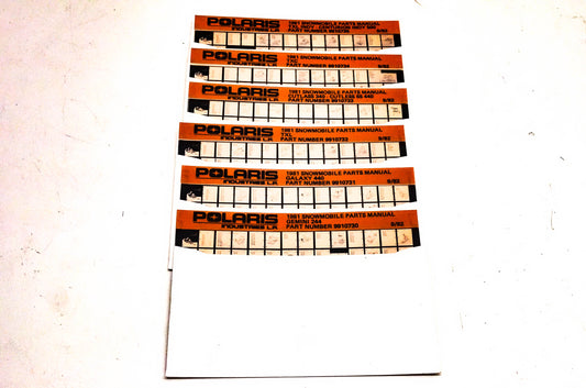 OEM Polaris 1981 Snowmobile Parts Manual Microfiche Lot Of 6