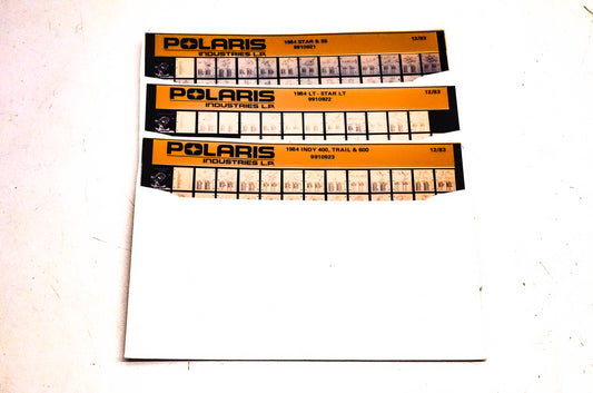 OEM Polaris 1984 Snowmobile Parts Manual Microfiche Lot Of 3