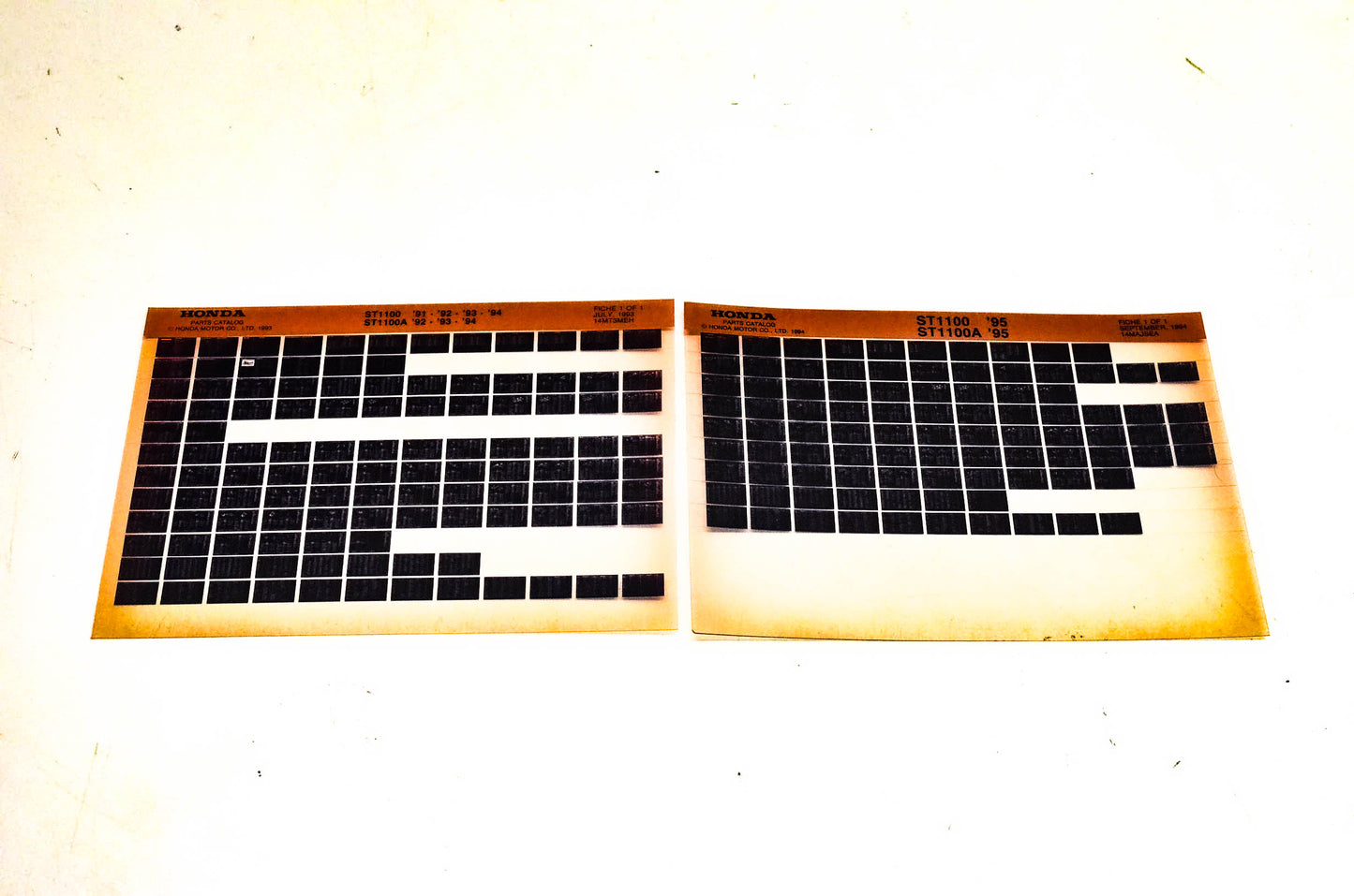 OEM Honda 14MAJSEA ST1100/A Parts Catalog Microfiche Lot Of 2
