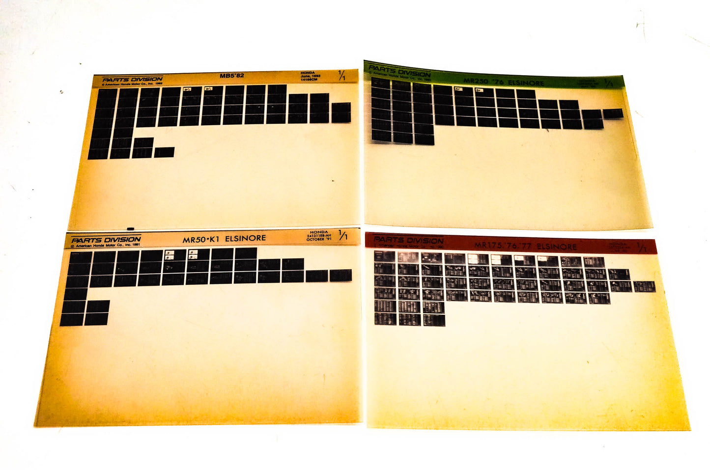 OEM Honda MR175 MR250 MR50 MB5 Microfiche Lot Of 4