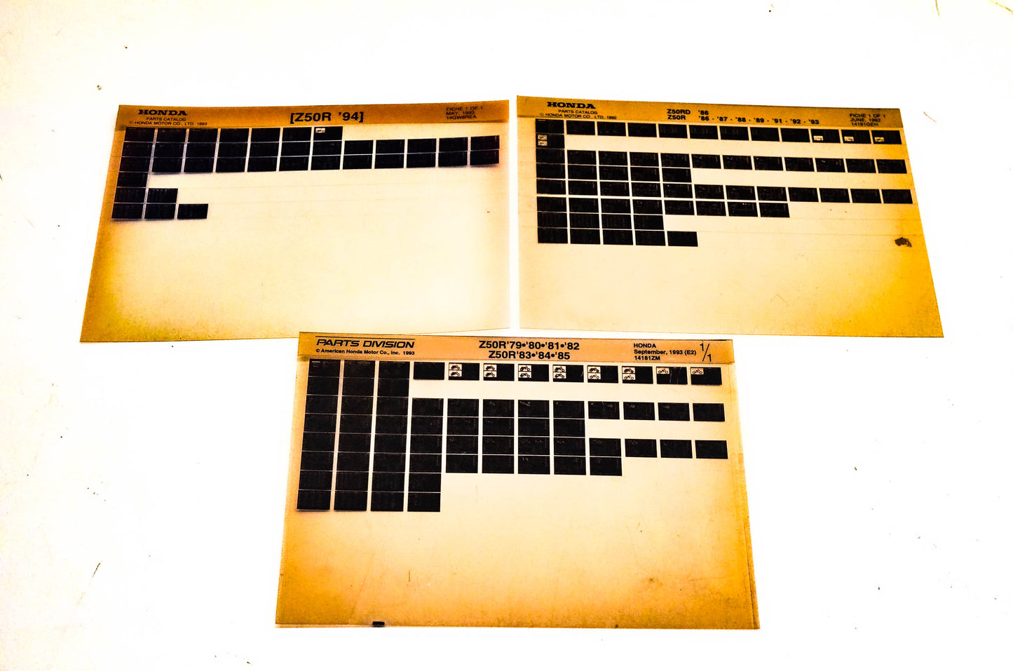 OEM Honda 14181GEH Z50R Microfiche Lot Of 3