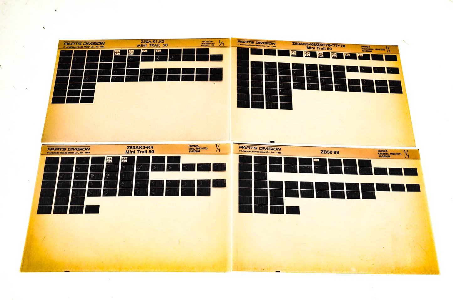 OEM Honda 140452EA-AH Z50A ZB50 Microfiche Lot Of 4