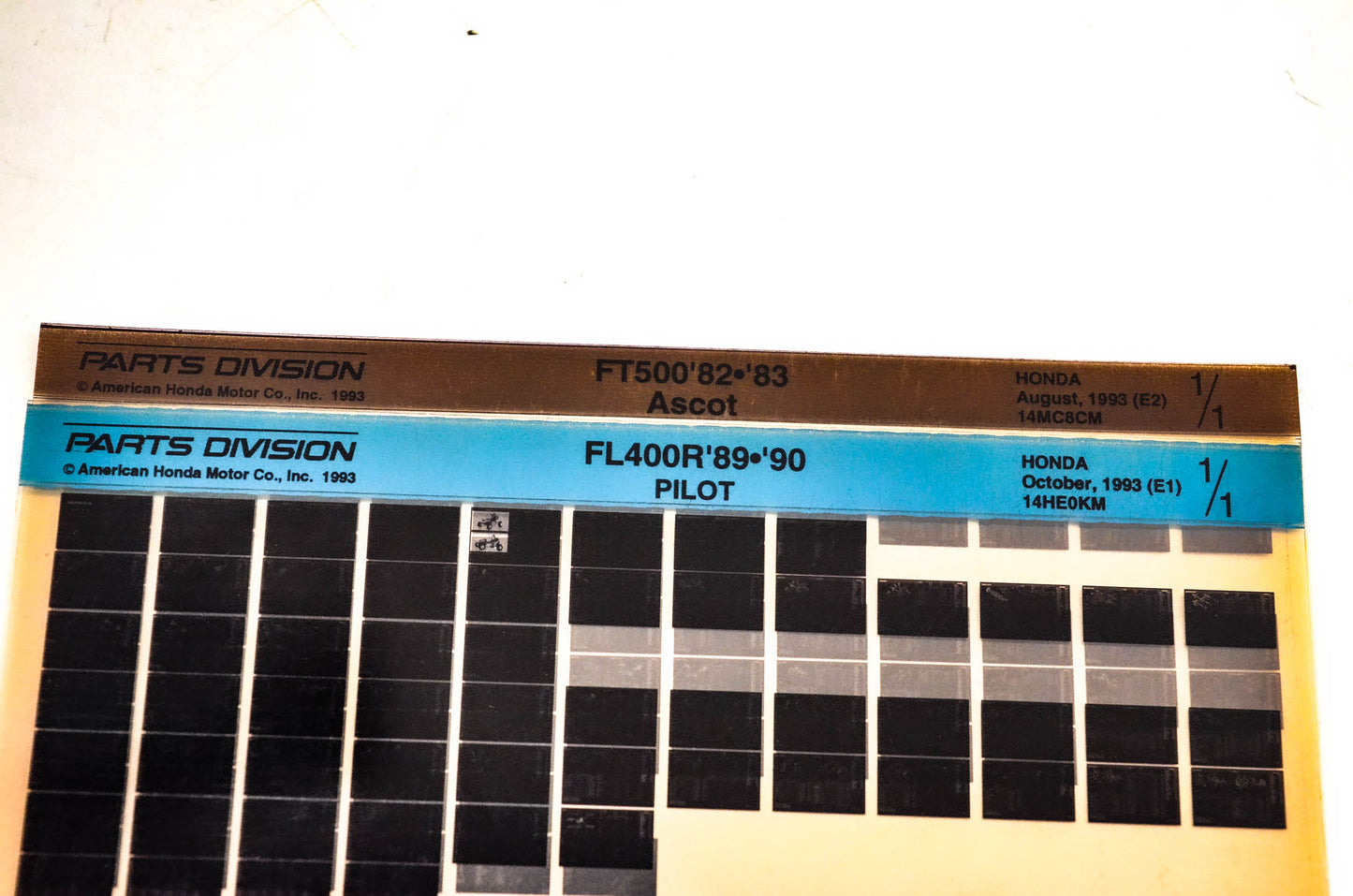 OEM Honda 14MC8CM FL400R FT500 Microfiche Lot Of 2