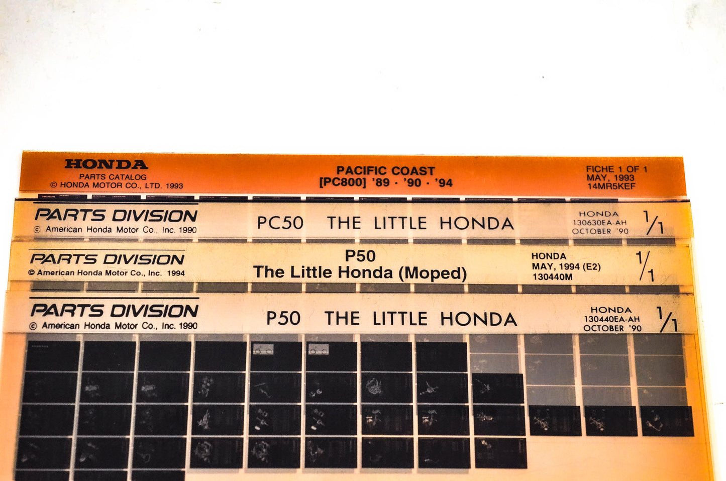 OEM Honda 14MR5KEF PC50 P50 PC800 Microfiche Lot Of 4