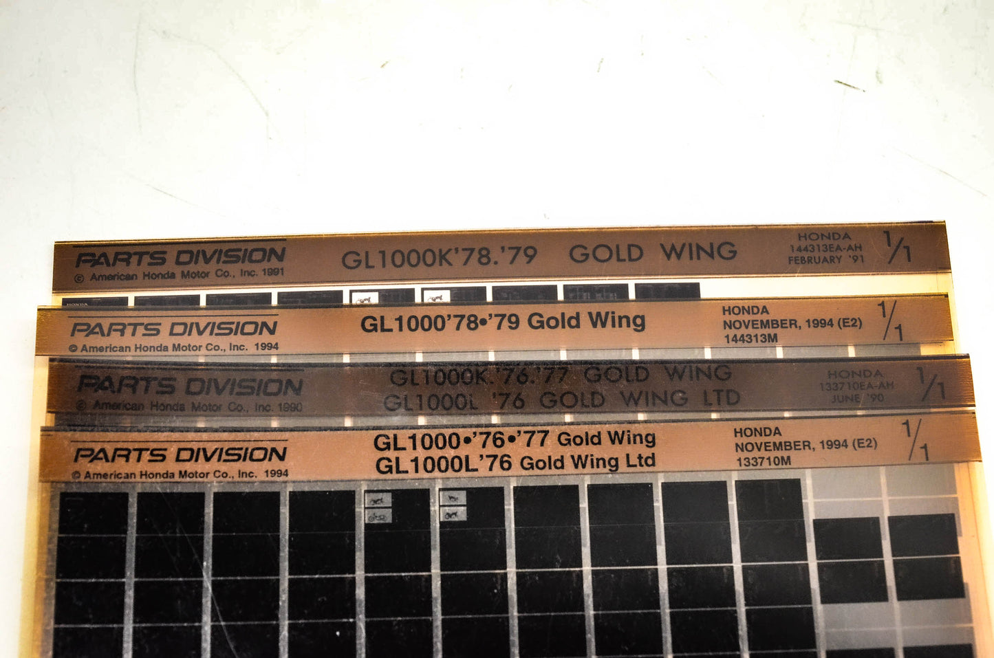 OEM Honda Gold Wing GL1000/L Microfiche Lot Of 4