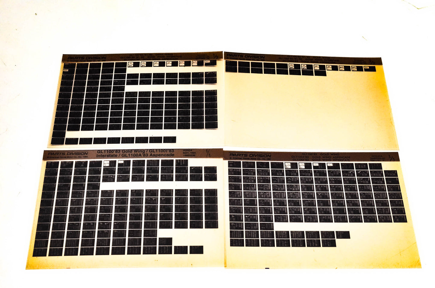 OEM Honda Gold Wing GL1100 I/A Microfiche Lot Of 4
