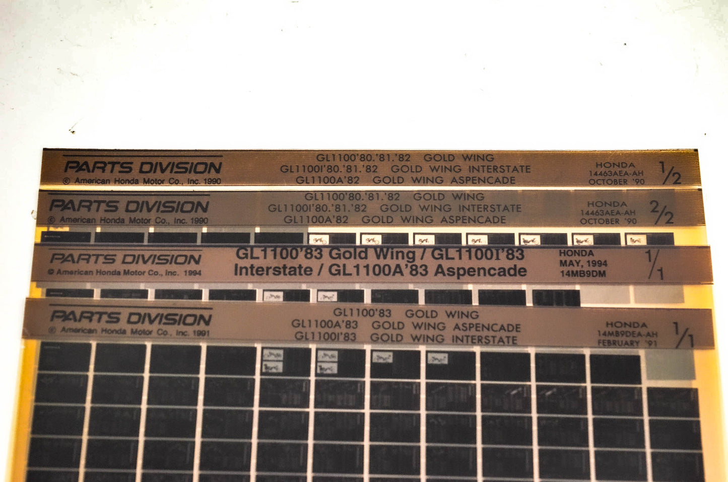 OEM Honda Gold Wing GL1100 I/A Microfiche Lot Of 4