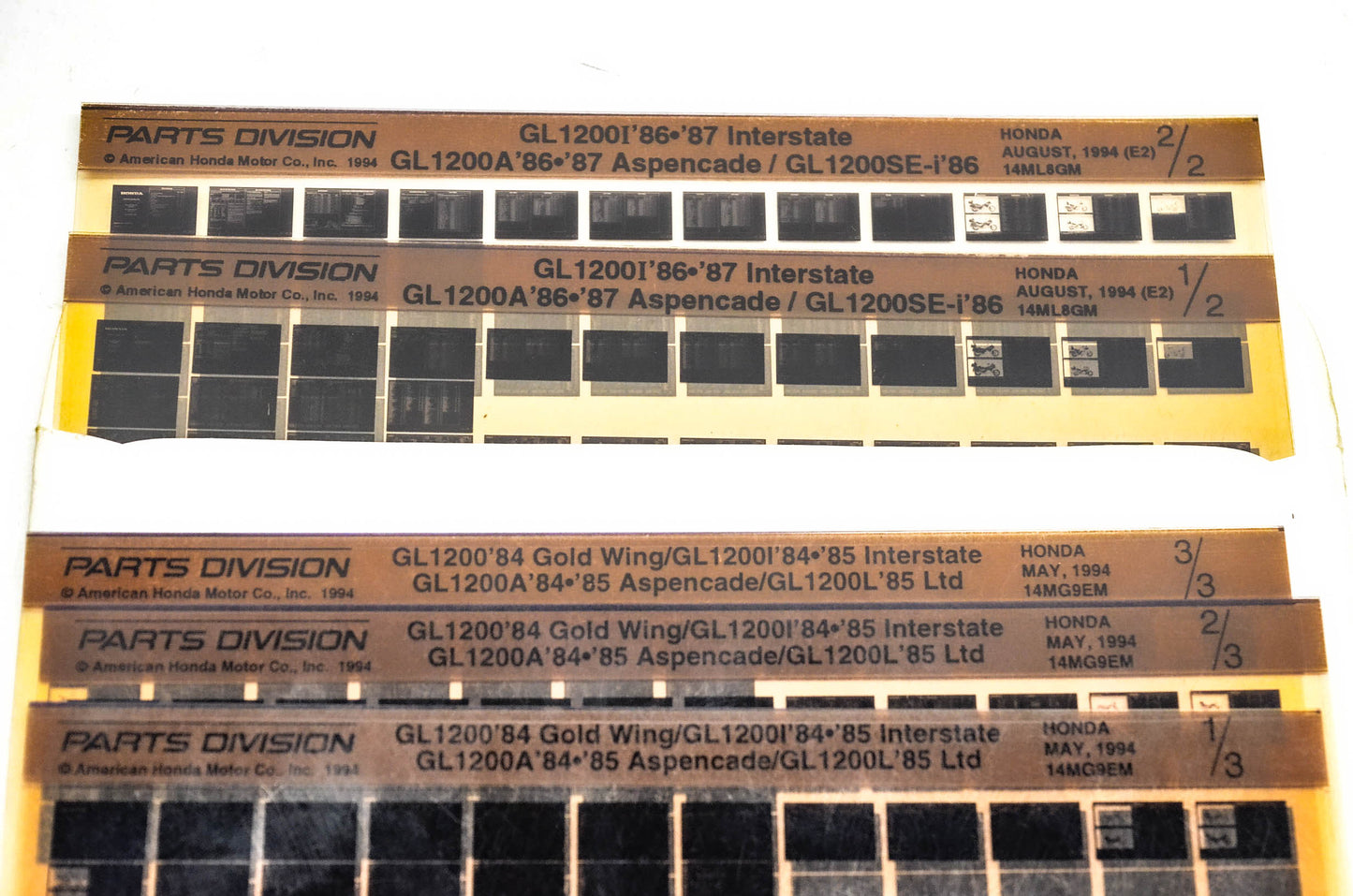 OEM Honda 14MG9EM Gold Wing GL1200/I/A/L Microfiche Lot Of 2