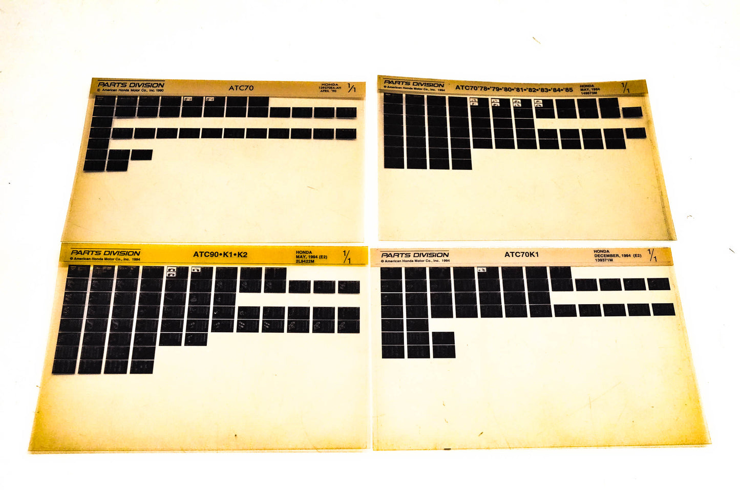 OEM Honda 139370EA-AH ATC70 ATC70K1 ATC90 Microfiche Lot Of 4