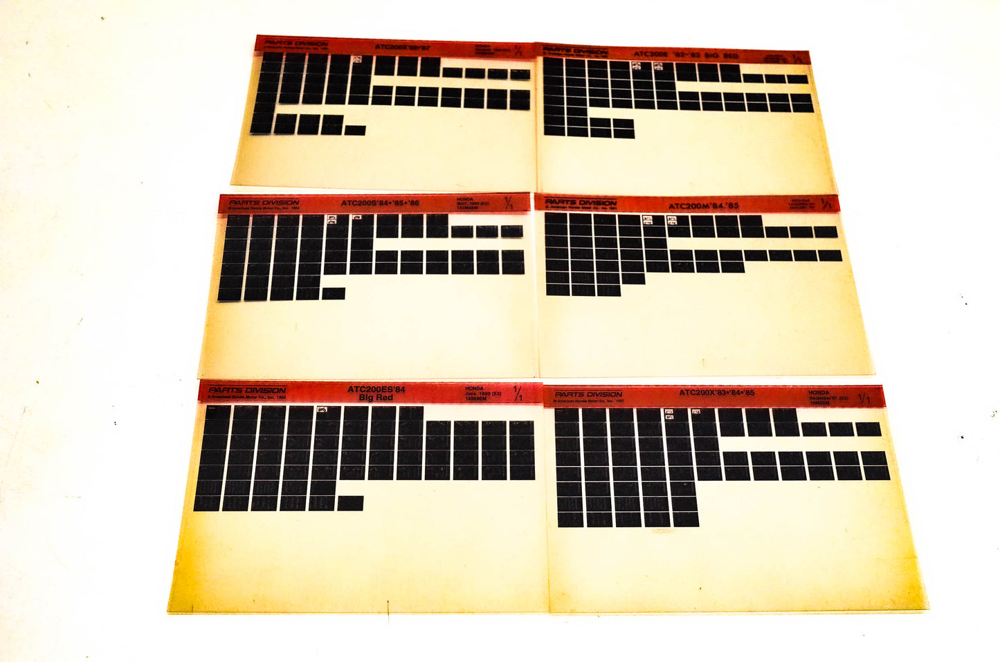 OEM Honda 14965DM ATC200 X/E/ES/M/S Microfiche Lot Of 6