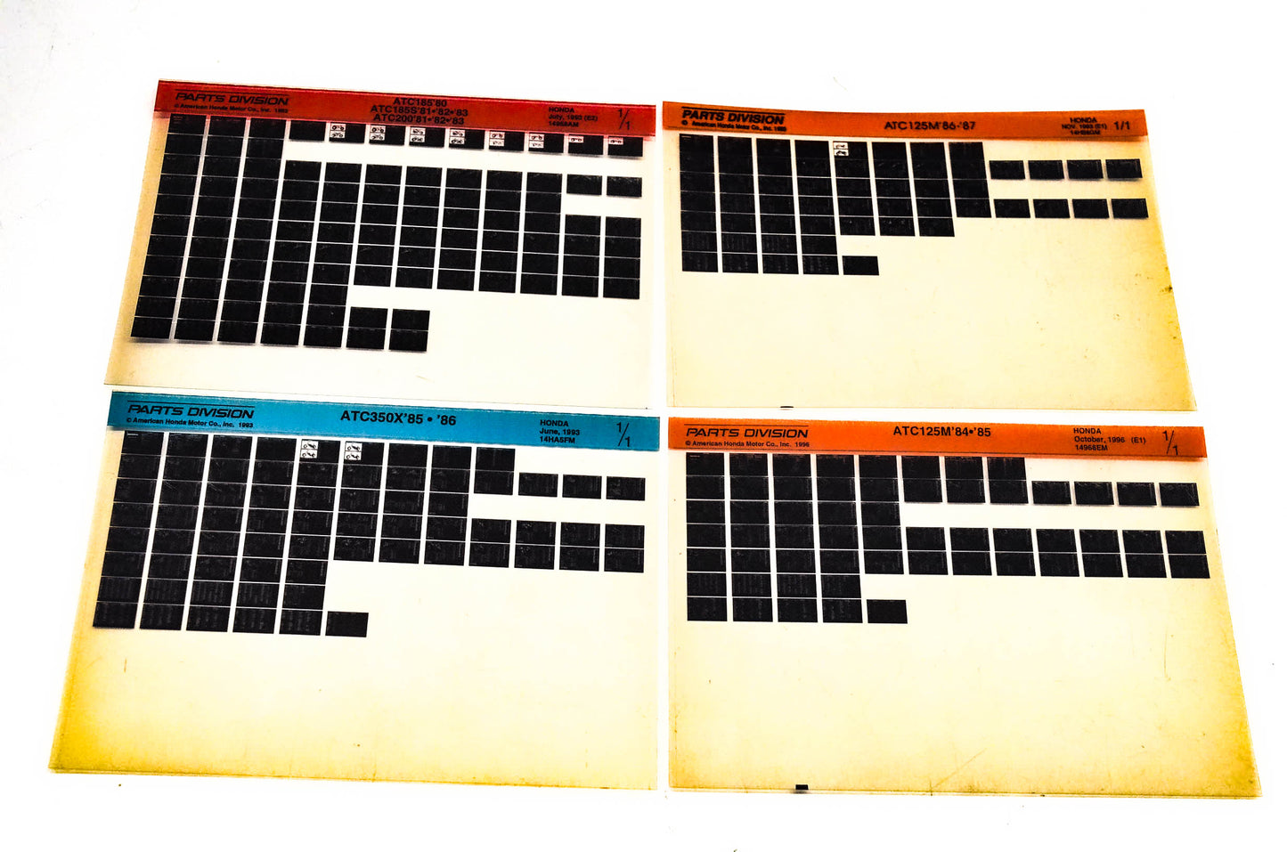 OEM Honda ATC185 S ATC200 ATC125M ATC350X Microfiche Lot Of 4
