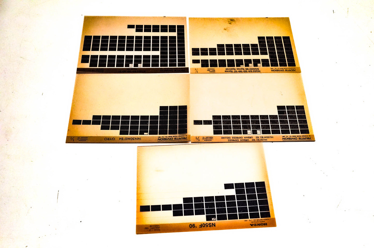 OEM Honda NU50 NQ50/D NN50MD NT650 NS50F Microfiche Lot Of 5