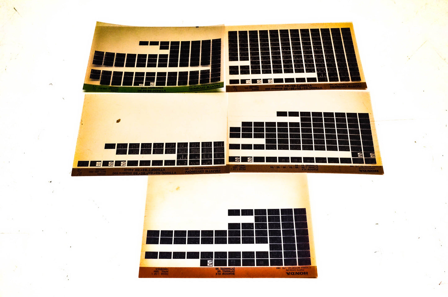 OEM Honda VT600C/CD VTR250 VT500C/FT Microfiche Lot Of 5