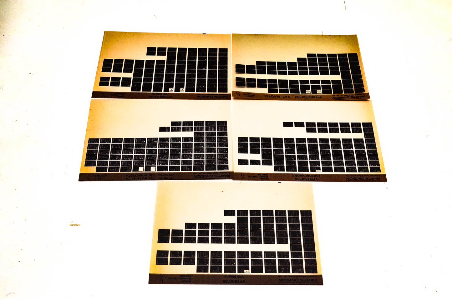 OEM Honda VF750F V45 VFR750F VF750C VF750S Microfiche Lot Of 5