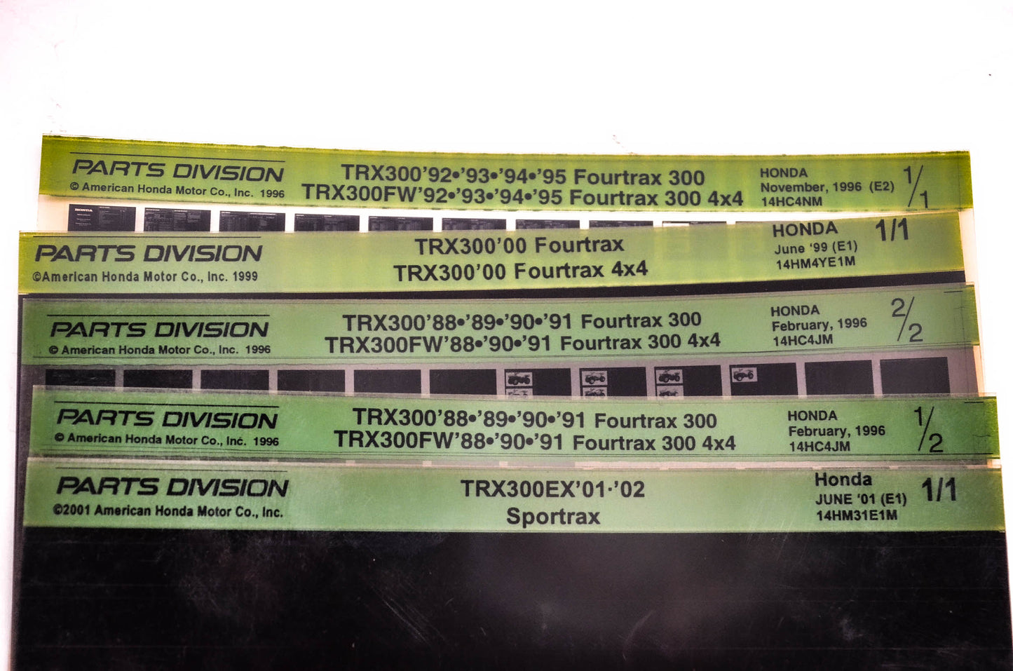 OEM Honda 14HM31E1M TRX300/EX/FW Microfiche Lot Of 5