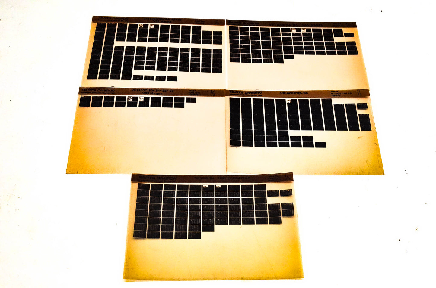 OEM Honda VF1100C VF1100S VF1000R VF1000F Microfiche Lot Of 5