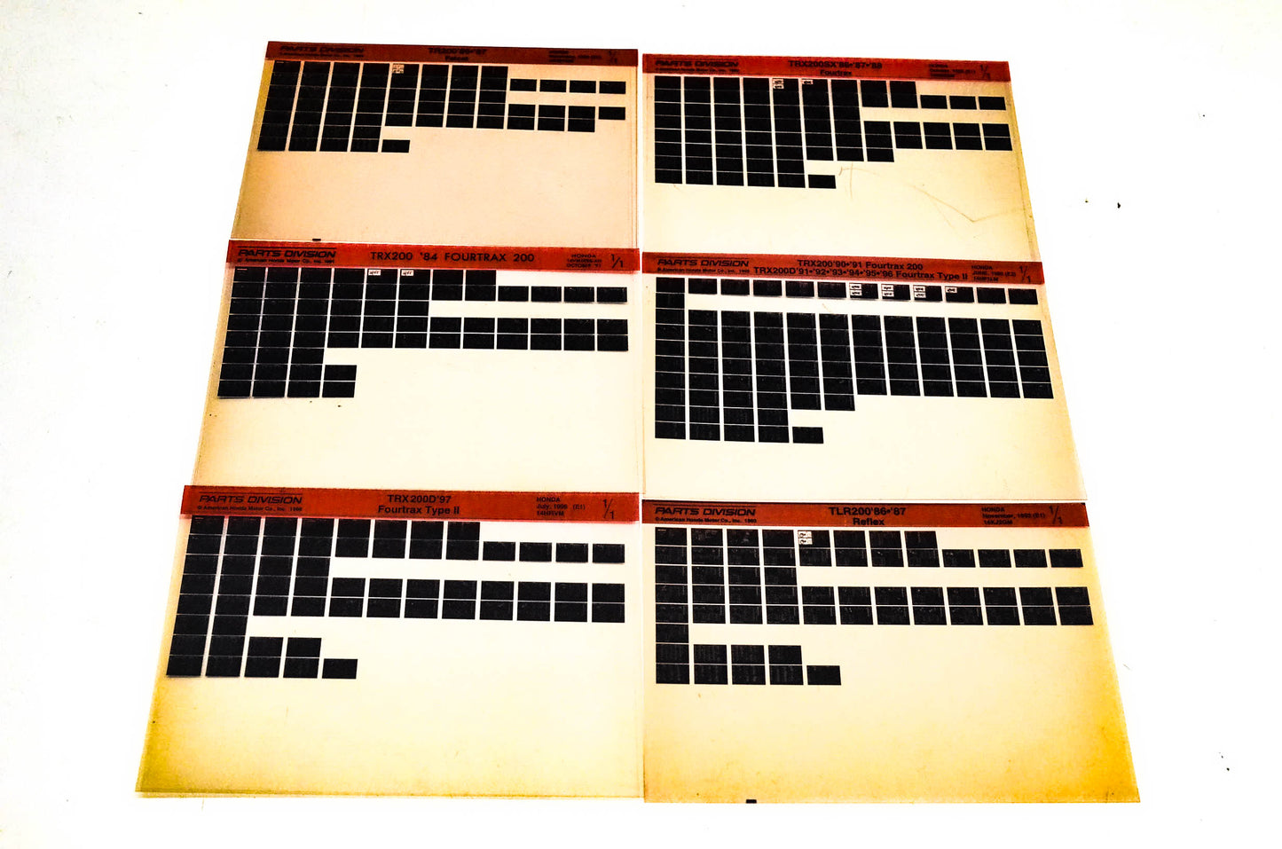 OEM Honda 14KJ2GM TLR200 TR200 TRX200/D/SX Microfiche Lot Of 6