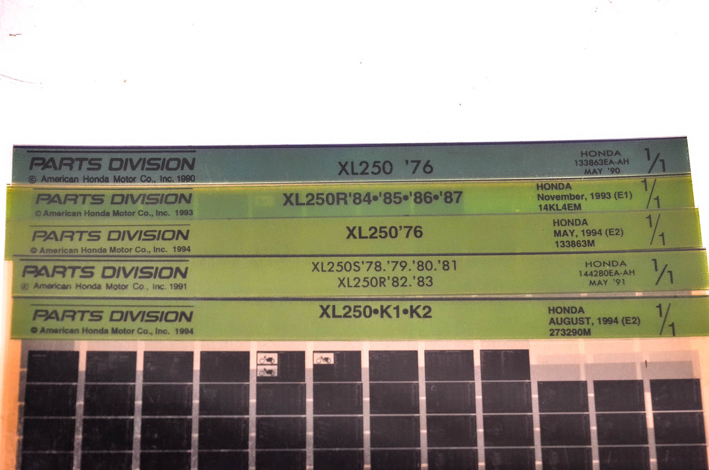 OEM Honda 133863M XL250/S/R Microfiche Lot Of 5