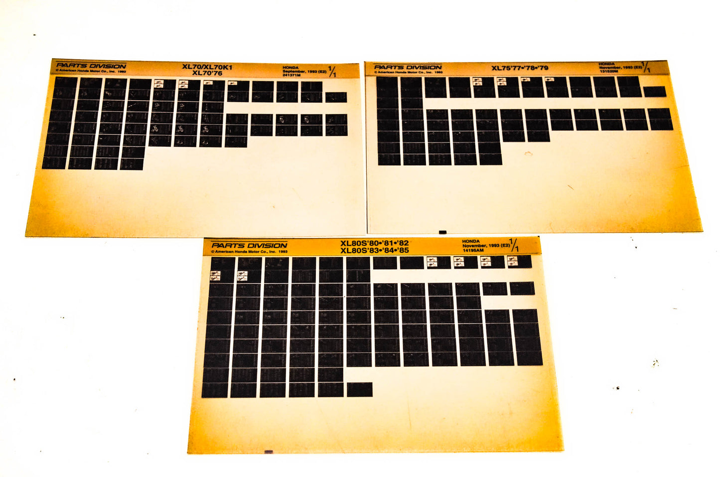OEM Honda 241371M XL70 XL75 XL80S Microfiche Lot Of 3