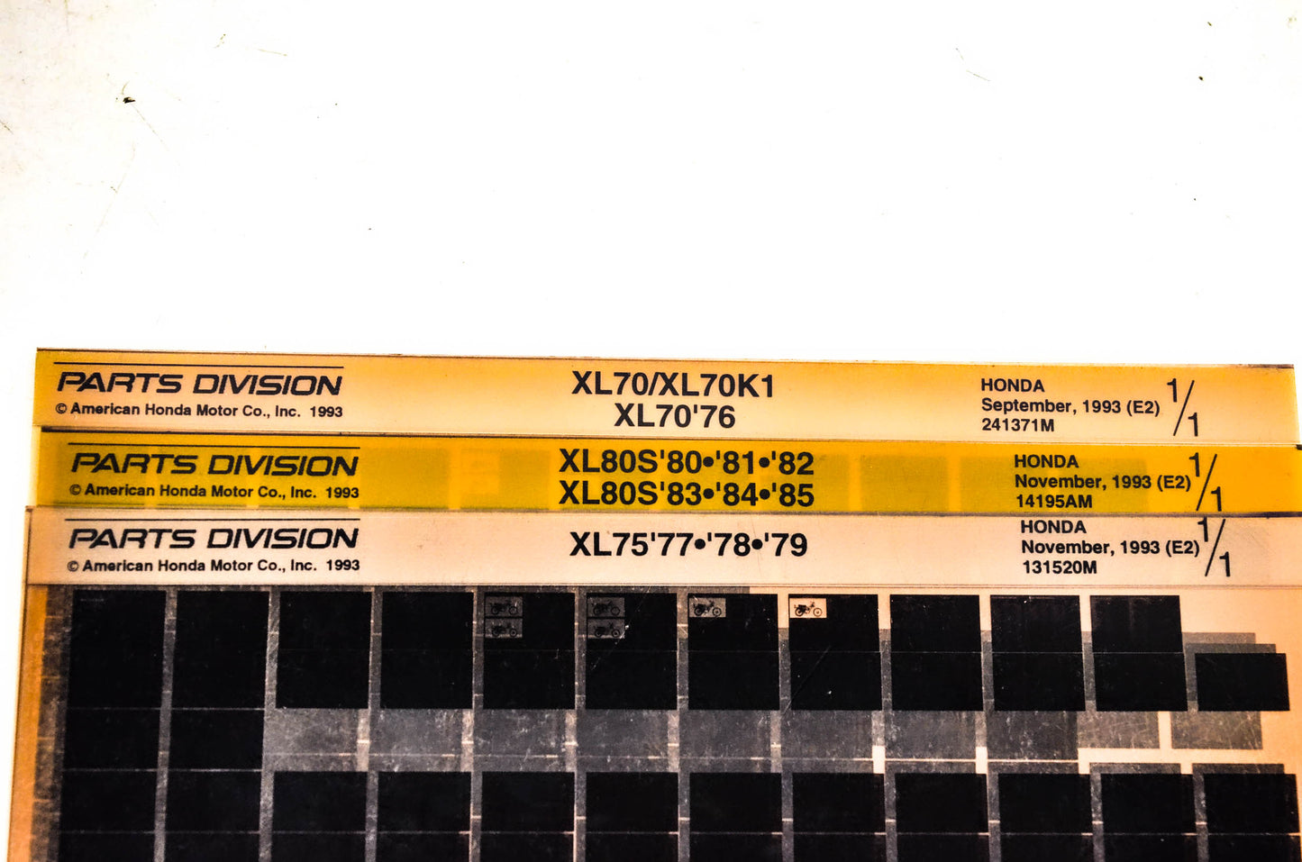 OEM Honda 241371M XL70 XL75 XL80S Microfiche Lot Of 3
