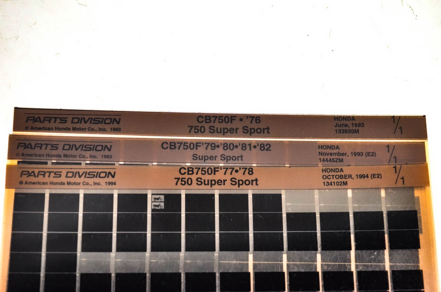 OEM Honda 133920M CB750F Super Sport Microfiche Lot Of 3