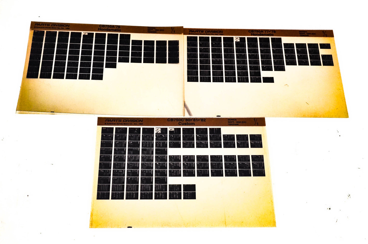OEM Honda 133932M CB750A/C Microfiche Lot Of 3