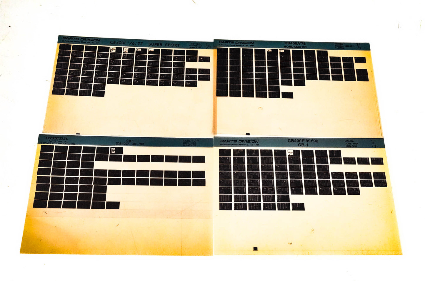 OEM Honda 243770EA-AH CB400/F/A Microfiche Lot Of 4