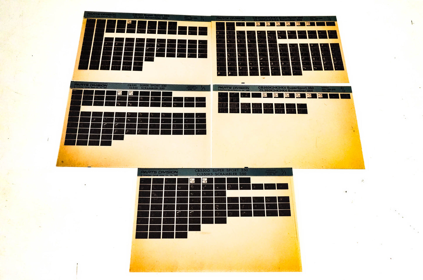 OEM Honda CB350/G K2/K3/K4 CL350/K/K2/K3/K4 Microfiche Lot Of 5