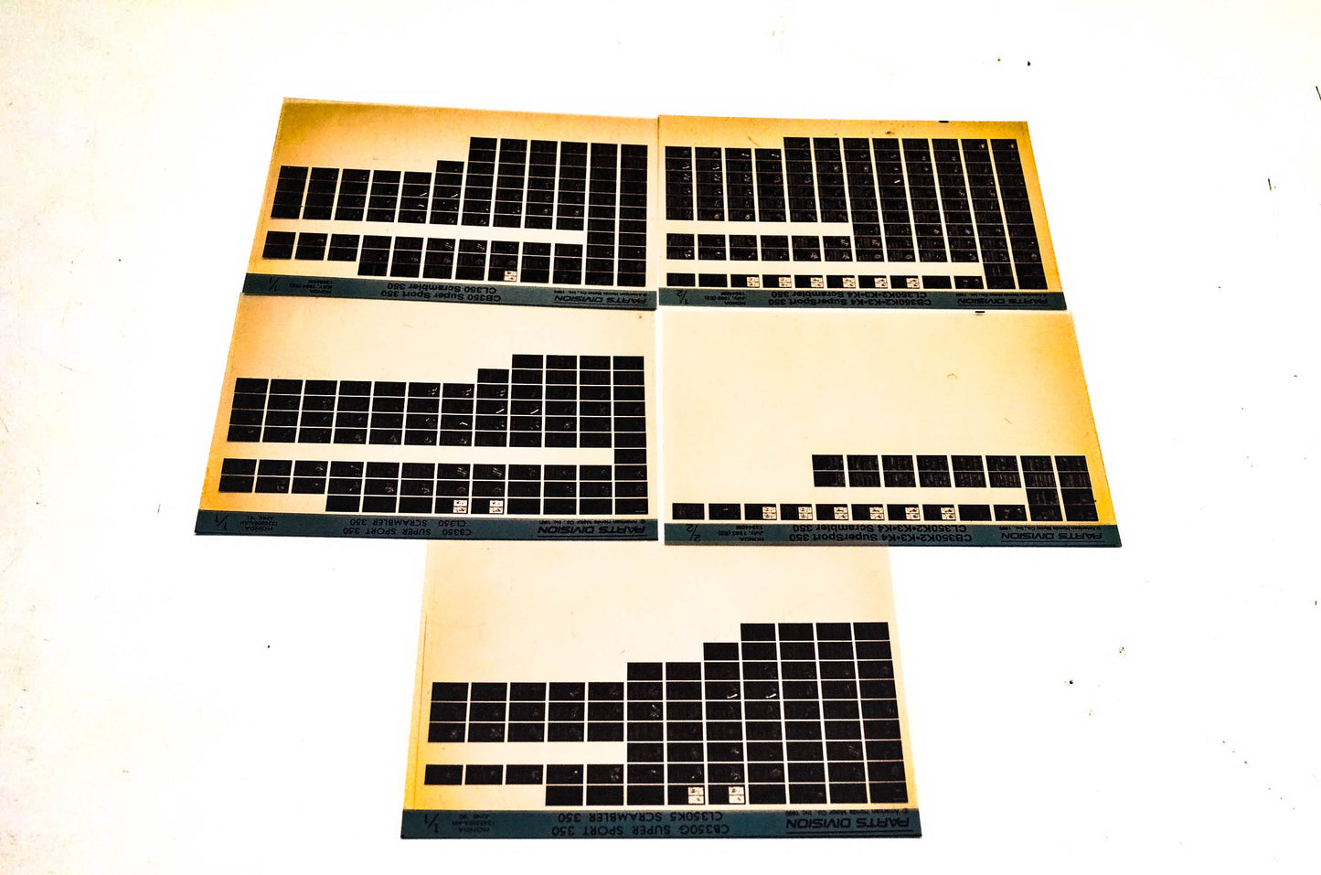 OEM Honda CB350/G K2/K3/K4 CL350/K/K2/K3/K4 Microfiche Lot Of 5