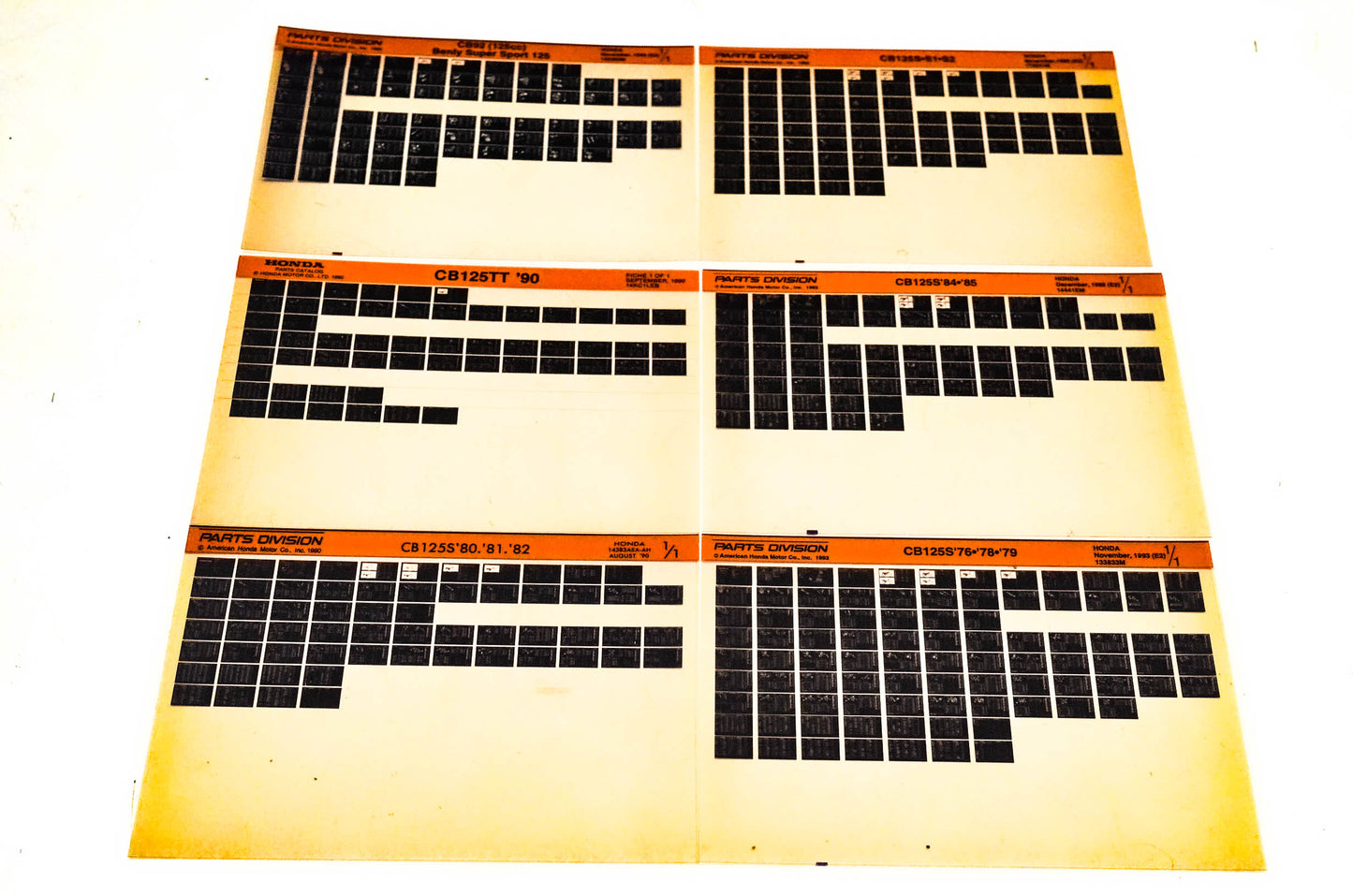 OEM Honda 173241M CB92 CB125S/TT Microfiche Lot Of 6