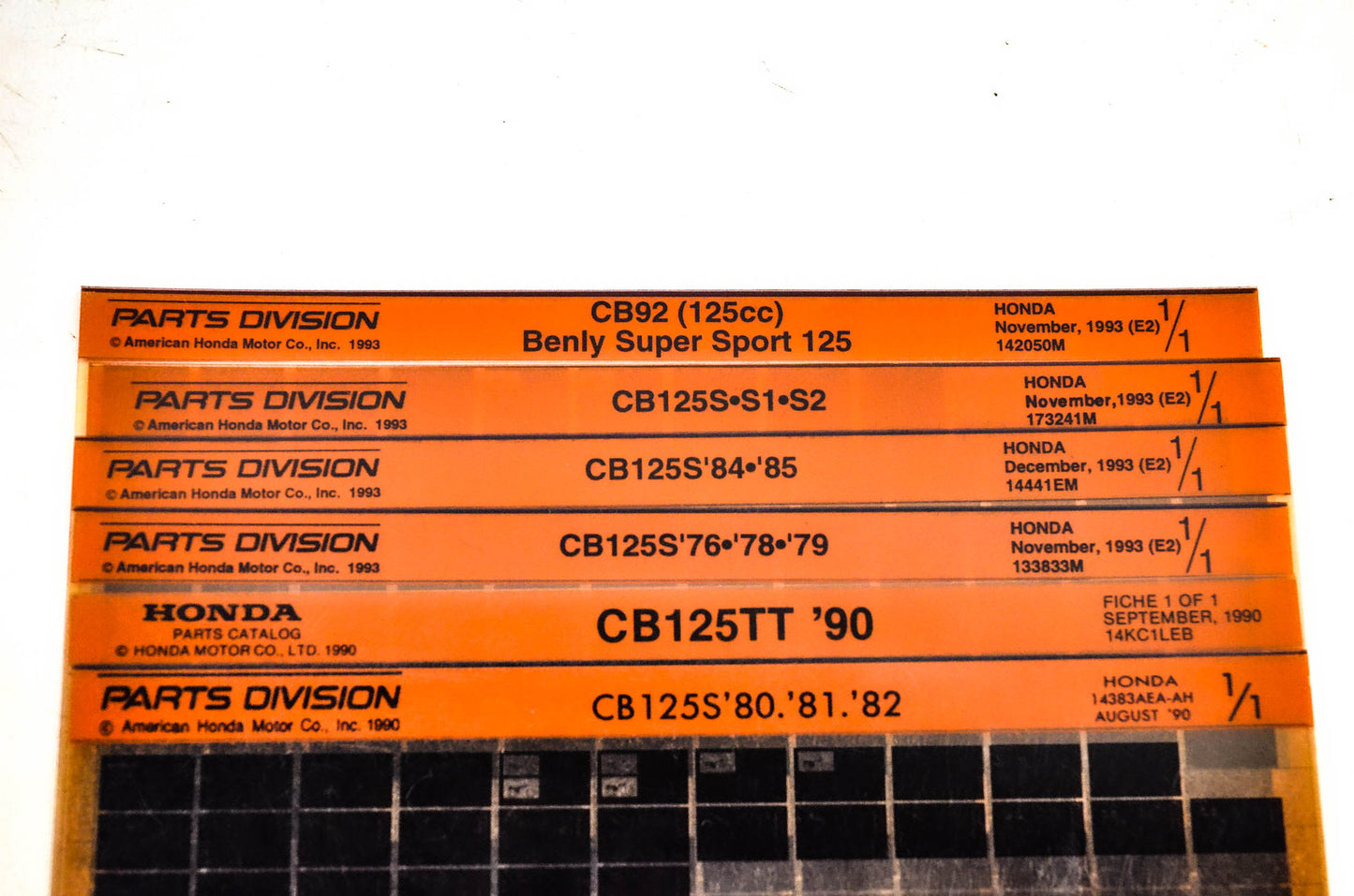 OEM Honda 173241M CB92 CB125S/TT Microfiche Lot Of 6