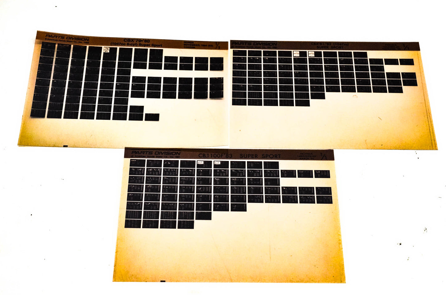 OEM Honda CBX CB1100F Super Sport Microfiche Lot Of 3
