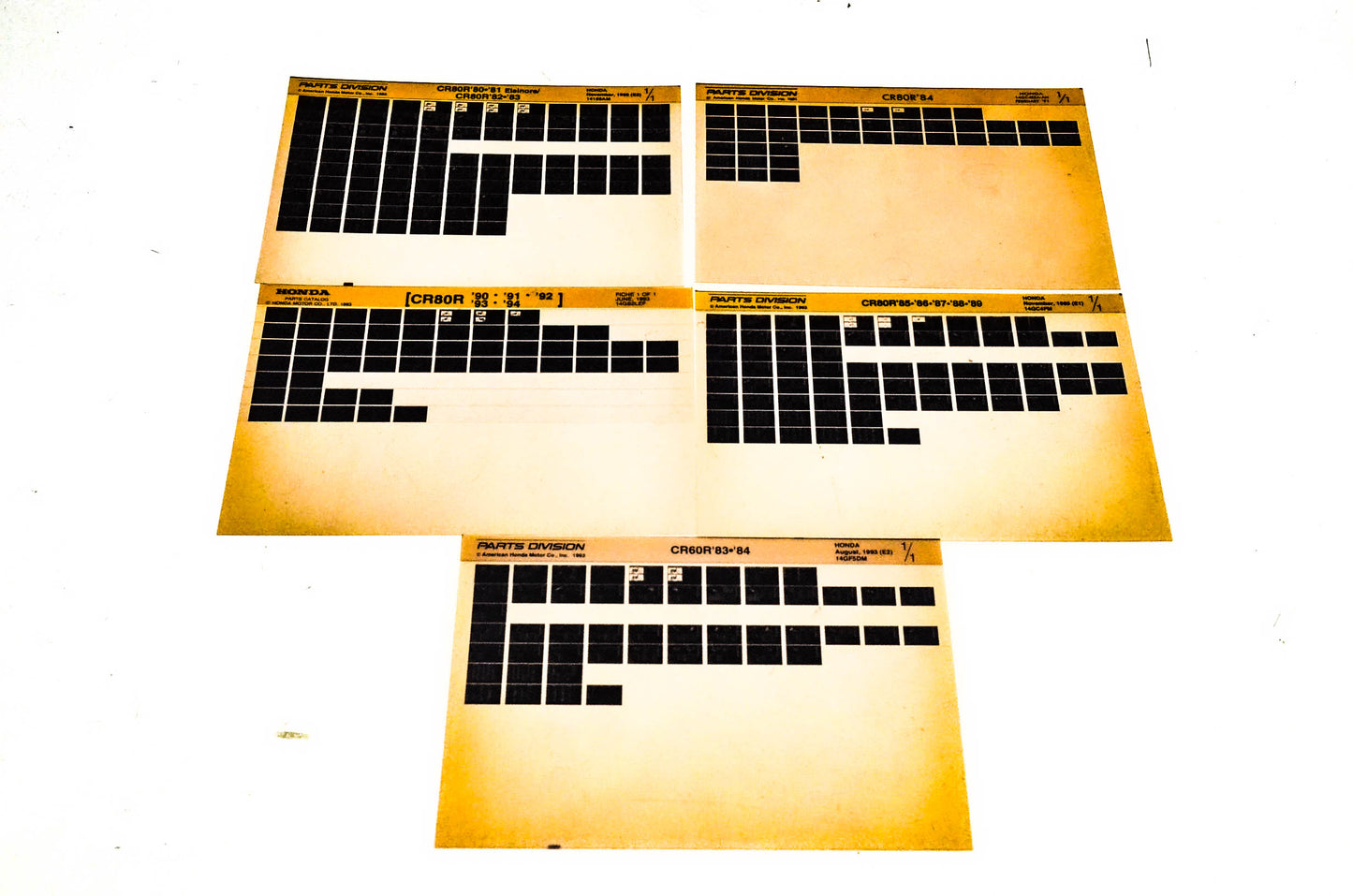 OEM Honda 14GF5DM CR60R CR80R Microfiche Lot Of 5