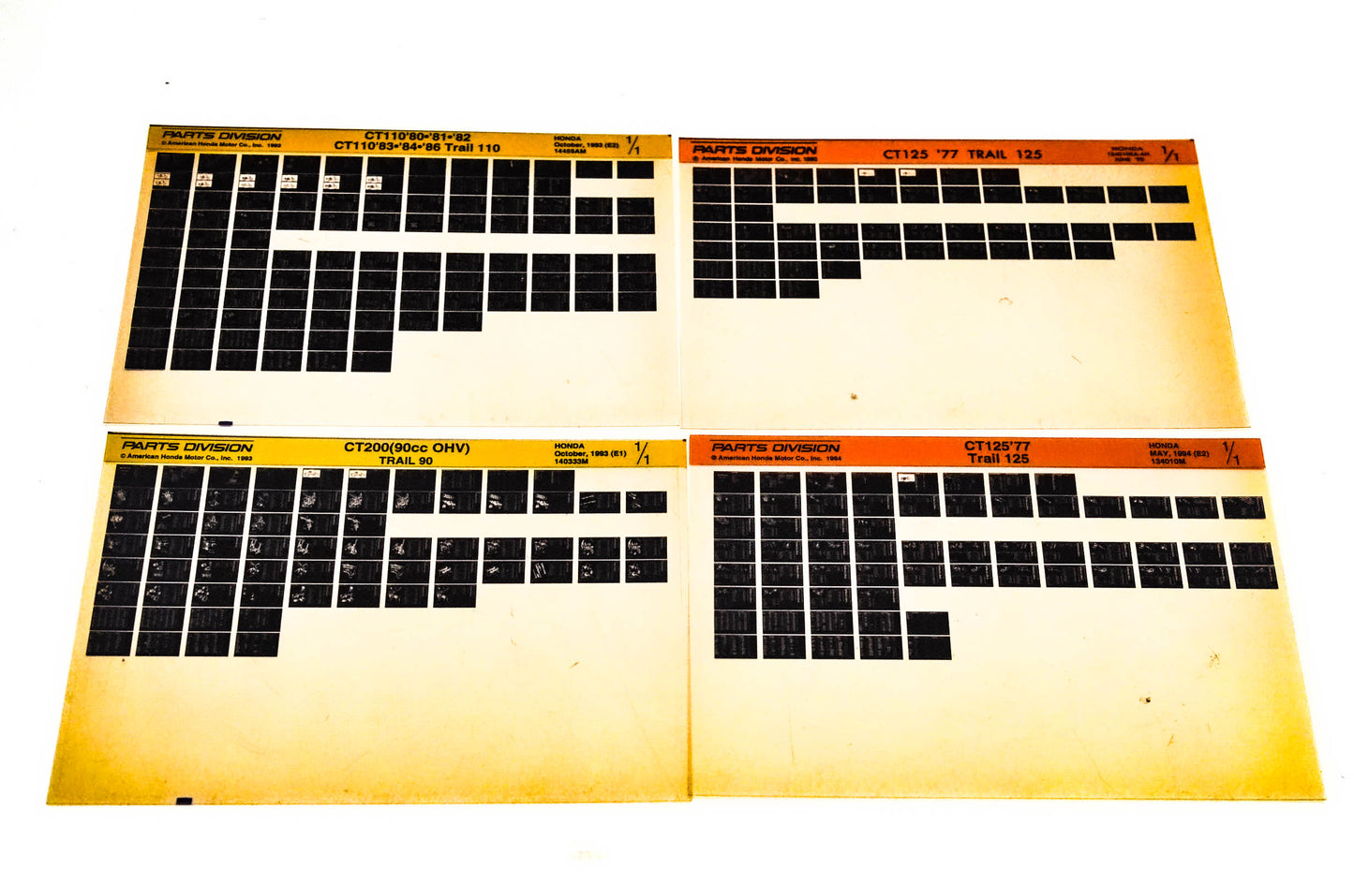 OEM Honda CT110 CT125 CT200 Trail Microfiche Lot Of 4