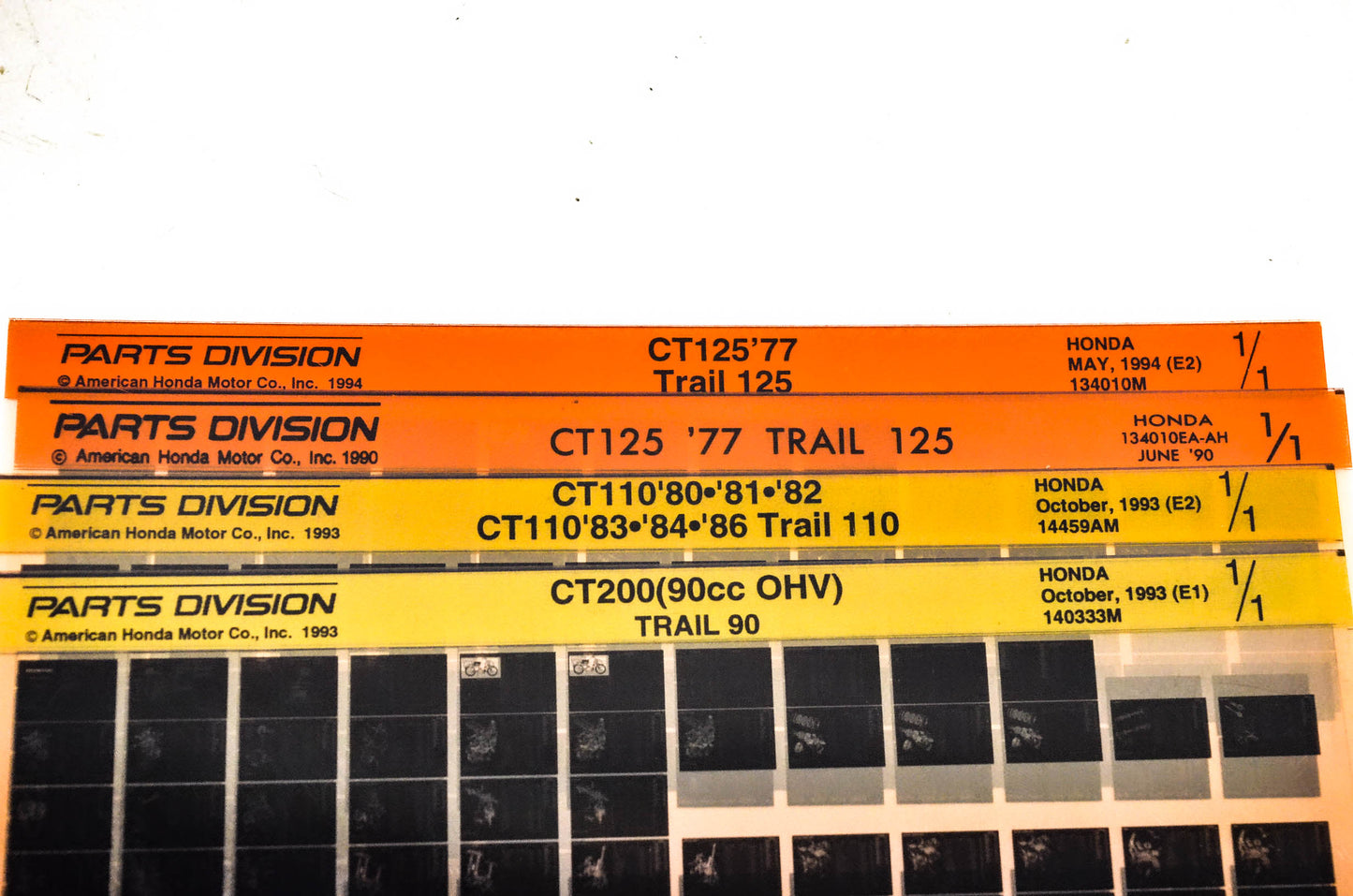 OEM Honda CT110 CT125 CT200 Trail Microfiche Lot Of 4