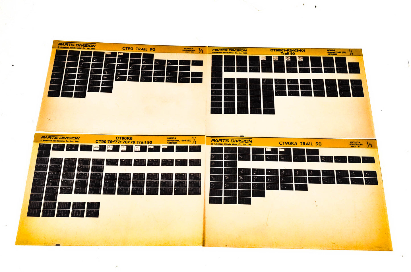 OEM Honda CT90 K1/K2/K3/K4/K5/K6 Trail 90 Microfiche Lot Of 4