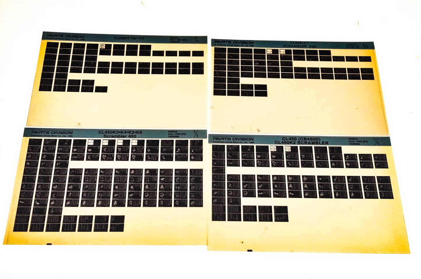 OEM Honda CJ360T CL360 CL450 CB450D CL450 Microfiche Lot Of 4