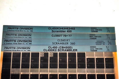 OEM Honda CJ360T CL360 CL450 CB450D CL450 Microfiche Lot Of 4