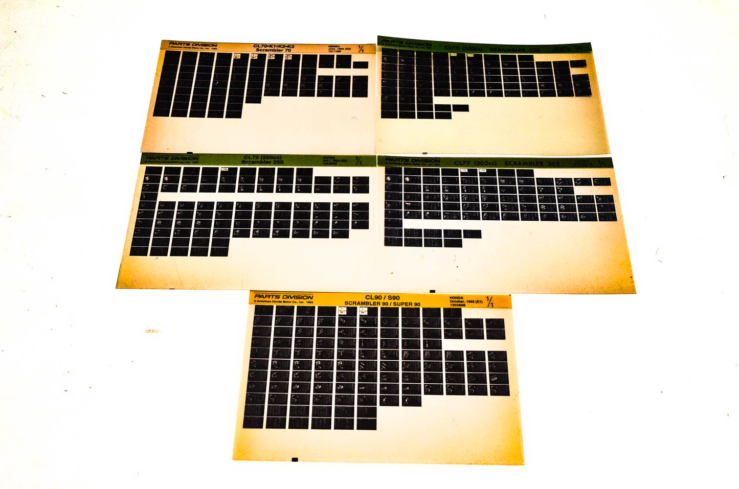 OEM Honda CL70 CL72 CL77 CL90 S90 Microfiche Lot Of 5