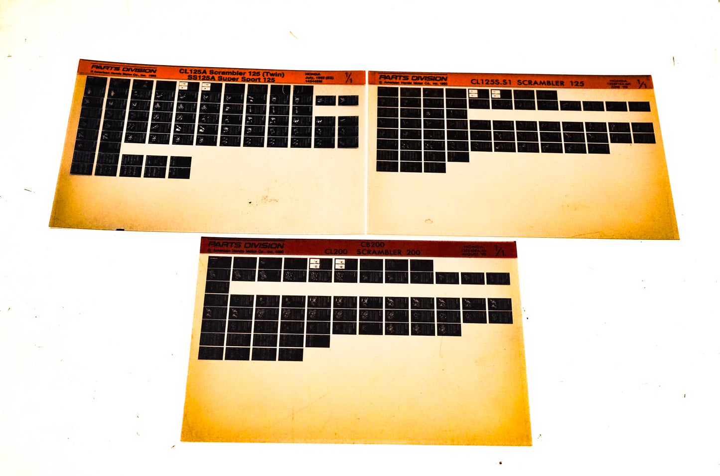 OEM Honda CL125S/A CL200 CB200 SS125A Microfiche Lot Of 3
