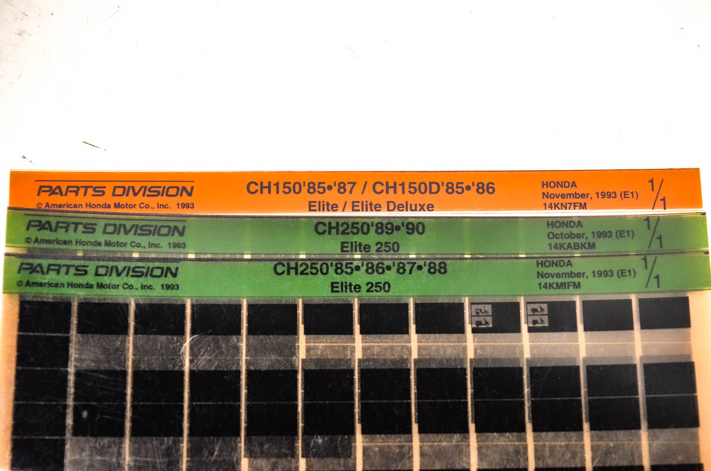 OEM Honda 14KN7FM CH150 /D CH250 Microfiche Lot Of 3