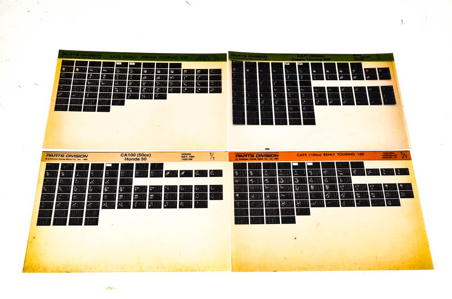 OEM Honda 142594EA-AH CA72 CA77 CA95 CA100 Microfiche Lot Of 4