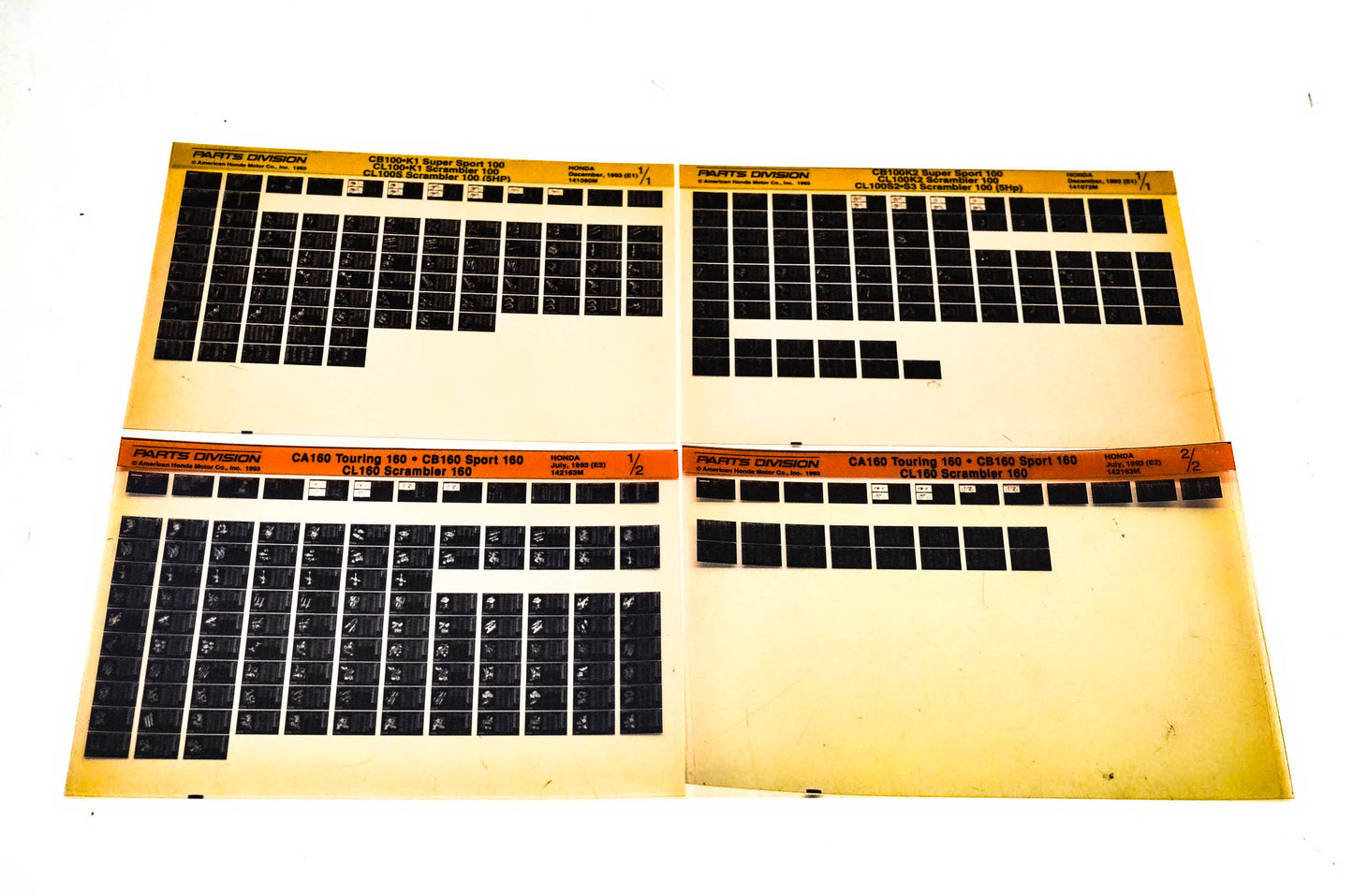 OEM Honda CB100 CL100/S CA160 CL160 CB160 Microfiche Lot Of 3