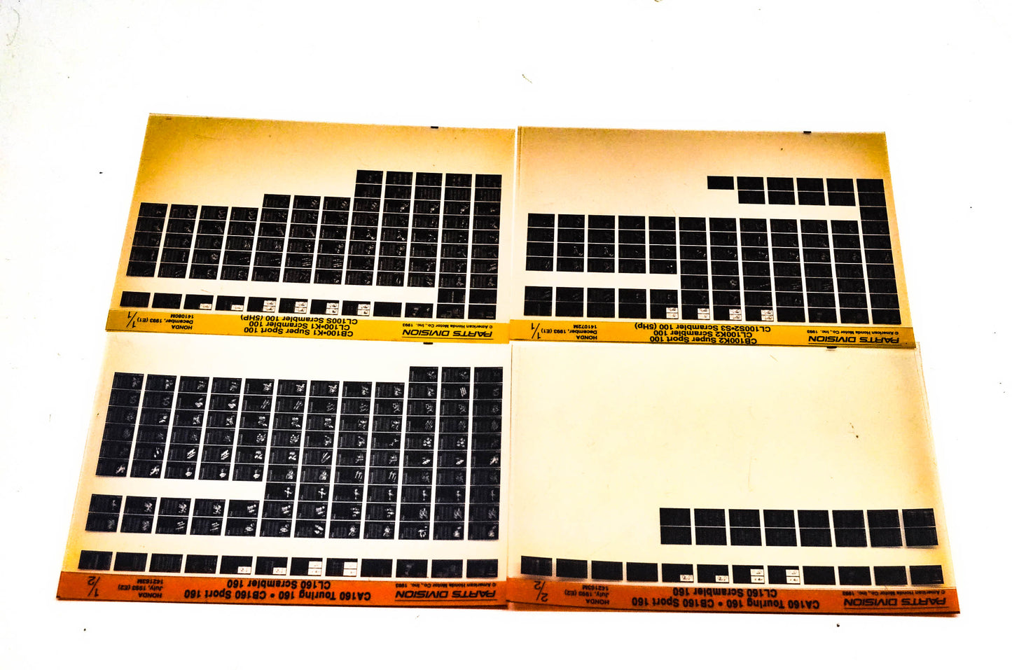 OEM Honda CB100 CL100/S CA160 CL160 CB160 Microfiche Lot Of 3